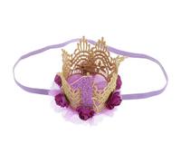 KOMBIUDA Baby Girl's First Birthday Crown Lace Flower Mesh Headdress 1st Birthday Hat Girls Hair Accessories Photo Prop Headband Elegant Rose Design Headband