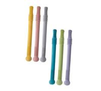 KOMBIUDA Baby Teething Toys and Interesting Design with Comfortable Grip 6pcs Silicone Hollow Molar Sticks to Cultivate Grasping Ability Random Color for Newborns