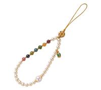 KOMBIUDA Beaded Phone Keychain Lost Lanyard Wrist Strap Durable Pearl Mobile Pendant Charm for Stylish Phone Accessories for Easy Carrying and Gifting