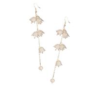KOMBIUDA Bell Orchid Flower Dangle Earrings for Women Lightweight Pearl Hook Jewelry and Floral Drop Design Versatile Fashion Accessory for Daily Wear and Parties