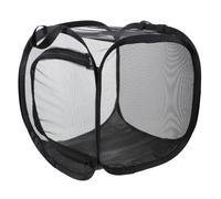 KOMBIUDA Black Folding Insect Cage with Mesh Design for Classroom Learning | Cloth Net Build, Thick Brim and Wide Zipper Side Opening, Double Handle, for Mantis and Ladybugs
