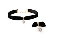 KOMBIUDA Black Velvet Pearl Choker Necklace for Women Short Clavicle Jewelry for Daily Wear Elegant Birthday Anniversary Wedding Party Prom Suitable for Ladies