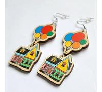 KOMBIUDA Boho Wooden Dangle Earrings House Pendant Lightweight Drop Earrings for Women Fashion Accessory Comfortable Fit Charming Daily and Festive Wear