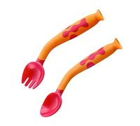 KOMBIUDA Boy Girl-Friendly Feeding Fork Spoon Bendable and Flexible Utensils for Learning to Eat