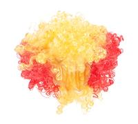 KOMBIUDA Breathable Clown Wig Spanish Flag Colors Fake Hair Party Favor Wear Resistant Portable Explosion Afro Wig for Cosplay Halloween Masquerade and Festival Accessories