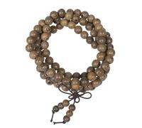 KOMBIUDA Buddhism Prayer Bracelet Handmade round Coffee- Beads Natural Wenge 108-bead for Meditation and Blessing Wearer, Elegant Strand Jewellery for Peace for Women Adults