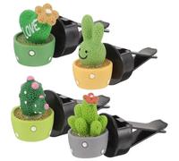 KOMBIUDA Cactus Accessory Decorative Car Air Clips 4pcs Vent Resin Freshener Aroma Diffuser Odor Removal Interior for Office and Travel