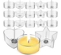 KOMBIUDA Candle Moulds for DIY Candle Making, Plastic Tealight Cups, 1 Set with Wicks for Craft Candle Making
