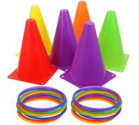 KOMBIUDA Carnival Combo Set Ring Toss Game Set with 6 Soft Cones and 20 Colorful Toss Rings, Fun Sports Equipment for Kids Indoor Outdoor Activities, Party Games, and Sensory Training