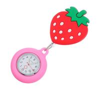 KOMBIUDA Cartoon Strawberry Nurse Pocket Watch with Stretchable Silicone Band Luminous Glass Dial Fob Watch for Healthcare Professionals and Doctors