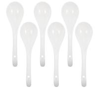 KOMBIUDA Ceramic Spoons 6pcs White Simple Style Not Easy to Chip and Not Easy to Scratch for Rice Mixing and Serving Food