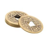 KOMBIUDA Chinese Brass Feng Shui Coins 6Pcs Ancient Style for Divination and DIY Bracelet Making Craft Set