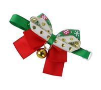 KOMBIUDA Christmas Adjustable Pet Collar Bell and Bowknot, White Snowflake Pattern Decorative Cat and Dog Collar, Cute Holiday Pet Accessory for Festive Dressing
