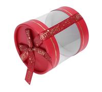 KOMBIUDA Christmas Eve Apple Candy Box with Ribbon and Bells Durable Gift Packaging Container for Holiday Treats Party Favors and Festive Decorations Red Round Design for Xmas Celebrations