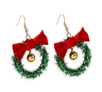 KOMBIUDA Christmas Garland Bell Earrings for Women European American Style Dangle Ear Jewelry Ribbon and Onion Powder Material Chic Festive Xmas Accessories Gold Tone