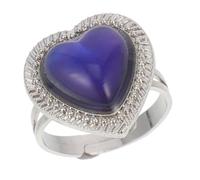 KOMBIUDA Color Change Mood Ring Heart Gemstone Inlaid Adjustable Open End Ring for Women Festival Party Daily Wear Unique Emotion Jewelry