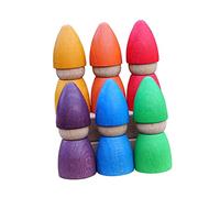 KOMBIUDA Colorful Wooden Puppet Rainbow Stacker Educational Blocks for Safe and Lightweight Doll for Boys and Enhances Color Cognition and Mental for Creative Play and Learning