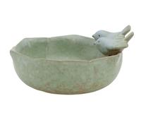 KOMBIUDA Creative Ceramic Bird Feeder with Green Glaze for Home Garden Stable Flat-bottom Bird Nest Decoration Eco-friendly Material Ground Placement