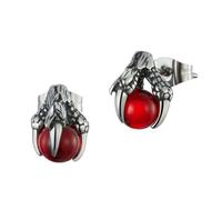 KOMBIUDA Creative Dragon Claw Ear Studs with Red Glass Beads Stainless Steel Fashion Jewelry for Women Unique Elegant Design for Daily Wear and Office