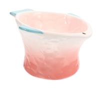 KOMBIUDA Creative Elevated Pink Fish-shaped Cat Food Dish with Tilted Design Protective Household Pet Feeder Plate Ceramic Raised Treats Bowl for Comfortable Mealtime and Easy Cleaning