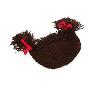 KOMBIUDA Crochet Costume Hat with Red Braided Pigtails Lightweight Warm Knitted Wig Cap for Spring Autumn Breathable Earflap Design for Boy Girl Months