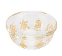 KOMBIUDA Crystal Bowl Holy Water Cup Carved Auspicious Patterns, Golden Color, Thick Polished Bottom, Easy to Carry and Convenient Using, Buddhist Offering Bowl for Sacred Water