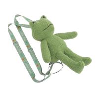 KOMBIUDA Cute Plush Frog Backpack with Adjustable Straps, Large Green Frog Shaped Shoulder Bag for Party and Travel, Stylish and Attractive Plush Animal Bag for Women