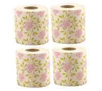 KOMBIUDA Cute Rose Pattern Toilet Paper Rolls 4 Pack Bamboo Pulp Decorative Bathroom Accessory