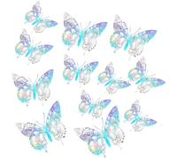 KOMBIUDA D Butterfly Finely Processed Paper Decals Wall Stickers 24pcs Glitter Effect Wall Decorative Ornaments for Weddings and Crafts