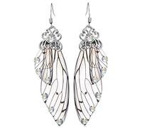 KOMBIUDA Delicate Butterfly Wing Dangle Earrings for Women Lightweight Long Fairy Drop Earrings Vintage Style Bridal Accessories for Weddings Parties Casual Daily Wear