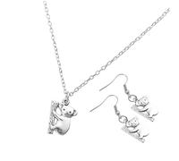 KOMBIUDA Delicate Koala Shape Necklace and Earring Set for Women Premium Alloy Jewelry Party Accessories Elegant Australian Style Pendant Trio for Special Occasions and