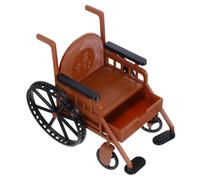 KOMBIUDA Doll House Wheelchair Dollhouse Mini Furniture Mini Wheelchair for Dollhouse Miniature Action Figure Plastic Brown