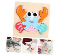 KOMBIUDA Eco Friendly Wooden Puzzle Cartoon Crab Shape with Vibrant Colors Educational Stacking for Sensory Stimulation and Brain Development Safe Puzzle for Boys