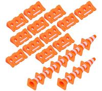 KOMBIUDA Educational Traffic Cones Mini Traffic Fence Set 24pcs Orange Plastic Roadblock Signs Safety Barriers Role Play