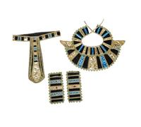KOMBIUDA Egyptian King Costume Accessories Set with Belt Collar Wristbands for Men Durable Comfortable Soft Lining Lightweight Role Play Cosplay for Halloween Party and Stage