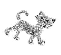 KOMBIUDA Elegant Bling Alloy Cat Brooch Pin Sparkling Rhinestone Kitten Lapel Accessory for Women Wedding Stylish Fashion Jewelry