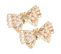 KOMBIUDA Elegant Bow Decoration Shoe Decorations Clip 2pcs with Crystal Rhinestones for Shoes and Clothing, Easy Installation Golden Alloy Accessories for Wedding and Party