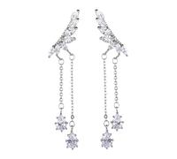 KOMBIUDA Elegant Dangle Earrings for Women Wedding Bride Jewelry Sterling Long Waterdrop Design with Rhinestone Accents Suitable for Parties and Special Occasions