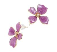 KOMBIUDA Elegant Pastel Faux Pearl Floral Earrings for Women Lightweight Flower Petal Jewelry for Wedding Birthday Prom Romantic Gift