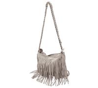 KOMBIUDA Elegant Polyester Tassel Shoulder Bag for Women Fashionable Messenger Handbag with Zipper Closure Spacious Interior for Travel Shopping and Daily Use Stylish Grey Crossbody Purse