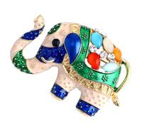 KOMBIUDA Elephant Brooch Pin for Women, Miniature White and Blue Enamel Animal Lapel Pin, Decorative Retro Clothing Accessory Breastpin for Shirts and Sweaters