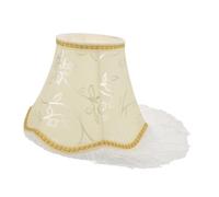 KOMBIUDA Embroidery Fabric Bell Light Shade Retro Macrame Lampshade with Handmade Tassels European Victorian Fringe Trim for Bedroom Table Lamps Vintage Floral Design