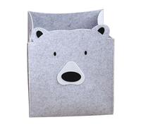 KOMBIUDA Felt Storage Basket and Toy Organizer for Babies with Handle, Wear-Resistant Grey Bear Design, Small Laundry and Clothes Storage Bin for Nursery and Bedroom