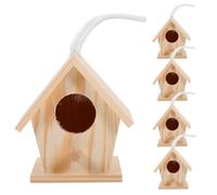KOMBIUDA Finch Realistic Look Simulated Bird's Nest and Decoration 5pcs Mini Wooden Nesting Box Bird House Ornament for Easter Ornaments Random Random Color Desktop Decoration