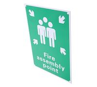 KOMBIUDA Fire Assembly Point Sign Aluminum Emergency Warning Sign with Symbol and Text for Park Garden Easy Installation Highly Visible