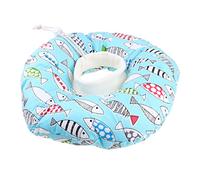 KOMBIUDA Fish Pattern Pet Collar Anti-bite Anti-lick Soft Neck Collar for Cats Adjustable Protective Sterilization Shield S Blue