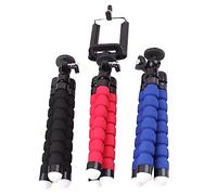 KOMBIUDA Flexible Octopus Tripod Phone Holder 3pcs Set Lightweight Selfie Travel Tripods for Smartphones with Sponge Legs in Black Red Blue