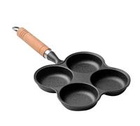 KOMBIUDA Four Hole Egg Frying Pan Non Stick Iron with Wood Grip Omelette