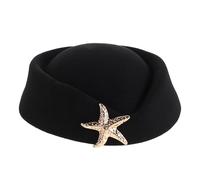 KOMBIUDA French Style Flight Attendant Costume Hat Felt Stewardess Cap Air Hostess Uniform Accessory Breathable Lightweight Role Play Performance for Women