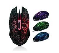 KOMBIUDA Gaming Mouse with Buttons and Optical Crack Design Ergonomic Usb Wired Optical Mouse for Desktop and Laptop Create Colorful Gaming Atmosphere Play Connection Black